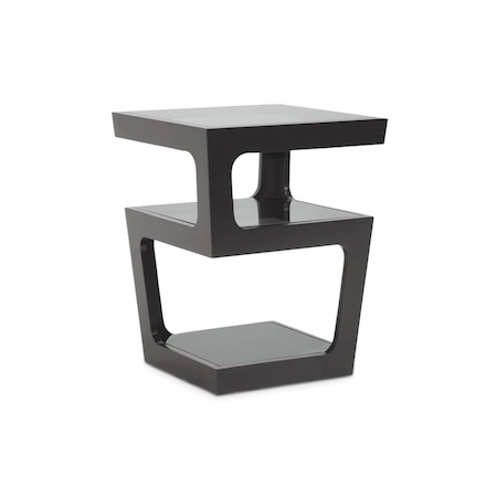 Baxton Studio Clara Black Modern End Table with 3-Tiered Glass Shelves 102-5099
